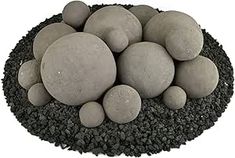 Ceramic Fire Balls | Mixed Set of 18 | Modern Accessory for Indoor and Outdoor Fire Pits or Fireplaces – Brushed Concrete Look | Charcoal Gray Fire Pit Sets, Fire Pit Accessories