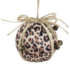 an animal print ornament hanging from a string