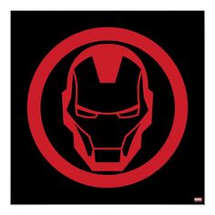 an iron man symbol on a black and red background