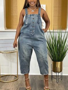 Blue Denim Jumpsuit With Pockets, Dark Wash Non-stretch Denim Jumpsuit, Blue Denim Top With Pockets, Non-stretch Dark Wash Denim Jumpsuit, Blue Non-stretch Casual Denim Top, Relaxed Fit Denim Blue Denim Top, Medium Wash Straight Leg Denim Jumpsuit With Pockets, Relaxed Fit Denim Top In Denim Blue, Straight Leg Medium Wash Denim Jumpsuit With Pockets