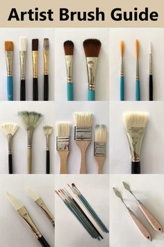 the artist brush guide is shown with many different brushes