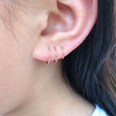 Tiny Hoop Jewelry, 14k Gold Hoop Cartilage Earrings With Ear Wire, Tragus Piercing Hoop, Tiny Gold Hoop Earrings, Tragus Hoop, Silver Jewelry Cleaner, Pretty Ear Piercings, Small Gold Hoop Earrings, Accessory Ideas