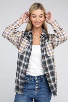 This Plaid Patchwork Pockets Shirt is a must-have for your wardrobe. Crafted with a blend of 65% Cotton and 35% Polyester, this shirt is as comfortable and breathable as it is on-trend. It has a non-stretch and non-sheer fabric construction for maximum durability. A modern classic. Plaid Patchwork Pockets Shirt Details: -Pattern type : Checked-Neck line : Collar-Sleeve type : Drop Shoulder-Sleeve length : Long Sleeve-Stretch : no stretch -Sheer :not sheer Care instruction: Machine wash cold, onl Fall Wardrobe Essentials, Fabric Construction, Sweater Collection, Vegan Fashion, Friend Outfits, Pocket Shirt, Casual Spring, Sheer Fabric, Sheer Fabrics