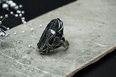 Unique Black Snake Ring As A Gift, Raw Black Tourmaline, Black Tourmaline Ring, Snake Ring, Ring Stone, Tourmaline Ring, Black Tourmaline, Ring Sterling Silver, Handmade Sterling Silver