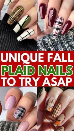 Fall Plaid Nails, Plaid Nail Designs, Copper Nails, Small Nails, Light Elegance, Plaid Nails, Nails Salon, Unique Fall