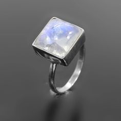 Genuine Rainbow Moonstone Ring - 925 Sterling Silver Ring - Moonstone Ring - Handmade Ring - Wedding Band - Stackable Ring - Birthday Gift 》D E T A I L S《  ✦Gemstone : Rainbow Moonstone ✦Metal : 925 Sterling Silver ✦Gemstone Size : 12 x 12 MM Approx ✦Weight : 4.75 Gram Approx ❣❣ Handmade Item ❣❣ **This ring is Made to Order** 》G EM S T O N E  D E T A I L《 **Gemstone structure may vary from the image as two gemstones do not have the same structure.** If you want to see the picture of gemstone, th White Moon Shaped Opal Ring For Gift, White Moon-shaped Opal Ring Gift, White Moon Shaped Opal Ring Gift, Silver Moon-shaped Moonstone Ring Gift, Adjustable White Gold Moonstone Ring Gift, Moon-shaped Sterling Silver Moonstone Ring As Gift, White Sterling Silver Moonstone Ring In Celestial Style, Spiritual Moonstone Ring In Sterling Silver For Anniversary, Silver Sterling Moonstone Wedding Ring