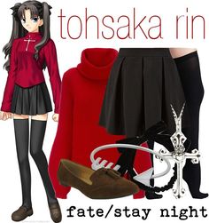 Tohsaka *I hate to mistake her name as Totsuka because I forgot about it* Easy Anime Cosplay, Easy Cosplay, Everyday Cosplay, Character Inspired Outfits, Fandom Fashion, Outfits Polyvore, Anime Inspired Outfits, Casual Cosplay, Costume Collection