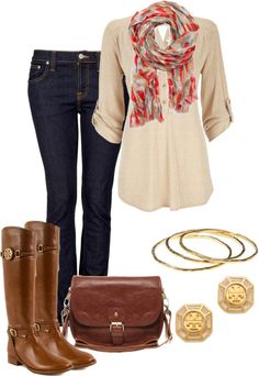 Cognac riding boots and saddlebag purse. Khaki oversized shirt with gold accents. perfect for fall! #falloutfitideas Casual Outfits For Moms, Stitch Fix Outfits, Stich Fix, Outfit Trends, Winter Mode, Mom Outfits