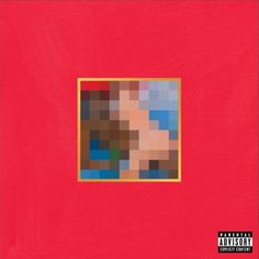 a red album cover with an image of a woman's face in the center