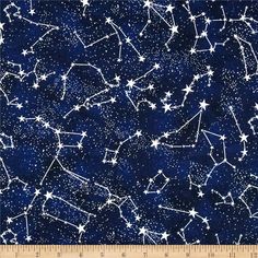 a blue background with white stars in the night sky, as well as many smaller stars