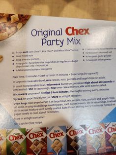 the original chex party mix is on display