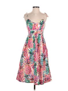 J.Crew Cocktail Dress Size: 00 Pink Dresses - used. 100% COTTON, Square, Print, Knee Length, Sleeveless | J.Crew Cocktail Dress: Pink Print Dresses - Used - Size 00 Sleeveless Multicolor Midi Dress With Tropical Print, Sleeveless Multicolor Tropical Print Midi Dress, Sleeveless Maxi Dress With Tropical Print For Brunch, Sleeveless Tropical Print Sundress For Brunch, Sleeveless Tropical Print Dress, Summer Tropical Cotton Dresses, Spring Tropical Sleeveless Midi Dress, Sleeveless Tropical Midi Dress For Spring, Casual Sleeveless Midi Dress With Tropical Print