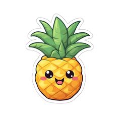 a sticker with a cartoon pineapple on it's face, and eyes