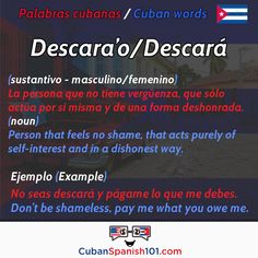 a poster with the words descaro / descara in spanish and english