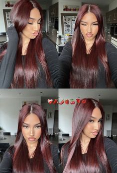 Maroon Red Hair, Rihanna Red Hair, Pelo Color Vino, Wine Hair Color, December Hair, Cherry Red Hair, Rambut Brunette, Wine Red Hair, Wine Hair