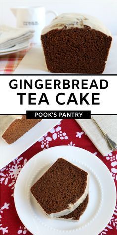 a piece of gingerbread tea cake on a plate