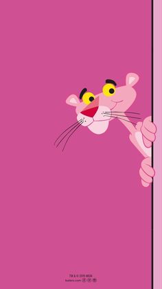 the pink panther movie poster with an image of a cat peeking out from behind a wall