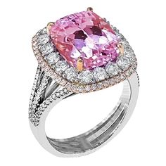 Double Halo Kunzite Ring METAL SPECIFICATIONS Metal Name: White & Rose Gold 14K STONE SPECIFICATIONS Stone Name: DIAMOND/KUNZITE Stone Cut : Cushion & Round cut Stone Specifications: There is one Kunzite in the center of approx. 8.00 carats & approx. 1.50 carats of diamonds on the side. Natural earth mined stones. Total Stone Weight: approx. 9.50 carats Color : Pink/F Clarity : AAA/VVS1 RING SPECIFICATIONS Appraised Value : $850 0.00 Comes with a FREE APPRAISAL Ring Size : 6.5 (Can ship in any s Kunzite Ring, Diamond Bracelet Design, White Gold Diamond Engagement Ring, Double Halo, Vintage Engagement, Natural Earth, Gold Diamond Rings, White Rose Gold, Vintage Engagement Rings