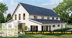 this is an artist's rendering of a farmhouse style home