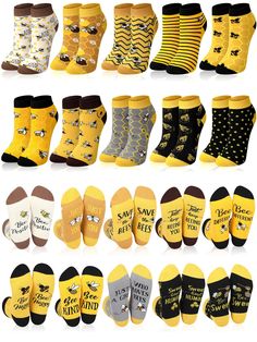 PRICES MAY VARY. Enough Package Content: the package includes a set of 10 pairs of bee socks, each is designed with different patterns, helping to distinguish and ensuring you will always have a fresh pair ready, choosing them depending on your outfit Exquisite Bee Themed Style: featuring a delightful bee theme with funny words on the bottom, these bee themed socks add an attractive style to your outfit, the creative design sets you apart, showcasing your fun and vibrant personality Ideal Fit: t Bee Themed Clothes, Bee Themed Gifts, Bee Clothes, Fun Ankle Socks, Bee Socks, Bee Sock, Bee Shoes, Attractive Style, Vibrant Personality