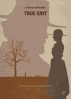 a movie poster for true grit with the silhouette of a man wearing a cowboy hat