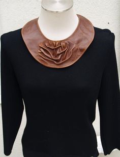 "Received my beautiful leather bib necklace. It is very unique and well made. Very fast shipping and and a handwritten note. Seller really tries to please. Will order from again. Thanks!" skayruth.Elegant, sophisticated and edgy, it's the perfect blend of each.  Ready to ship, this is a fabulous distressed brown leather bib/collar necklace with a textured, scrunched and sculpted leather piece.  It will make a statement and greatly enhance whatever you pair it with.  An beautiful one of a kind pi Elegant Leather Necklace For Everyday Use, Elegant Leather Necklace For Everyday, Bib Collar, Elegant Sophisticated, Leather Projects, Leather Pieces, African Beauty, Bib Necklace, Beautiful One