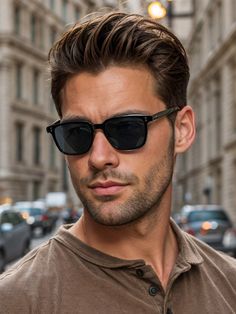 Classic Black Casual,Vintage Collar     Embellished   Men Accessories Guy Sunglasses Aesthetic, Men’s Fashion Sunglasses, Men’s Sunglasses, Travel Accessories Men, Eye Glasses For Men, Shaved Head With Beard, Vintage Sunglasses Men, Round Face Men, Mens Glasses Fashion