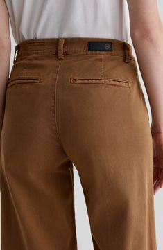 Trouser styling gives these wide legs a bit more polish while the exceptionally soft stretch twill makes these pants ready for anything. Zip fly with button closure Front slant pockets; back welt pockets 68% cotton, 27% lyocell, 5% elastane Machine wash, tumble dry Imported Classic Brown Bottoms With Welt Pockets, Versatile Full-length Bottoms With Welt Pockets, Classic Bottoms With Welt Pockets And 4-way Stretch, Brown Tapered Leg Pants With Button Closure, Non-stretch Wide Leg Pants With Button Closure, Trouser Style, Welt Pocket, Wide Leg Pants, Wide Leg