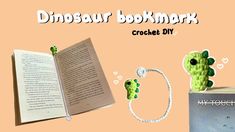 there is a crochet bookmark and an open book