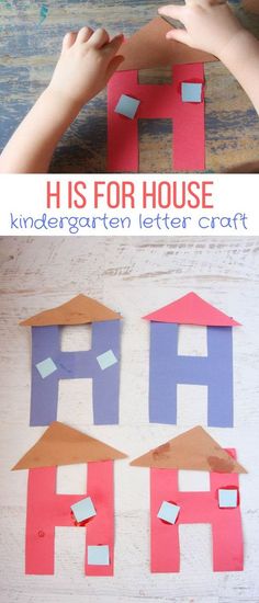 the letter h is for house made out of construction paper and cut into shapes to make it