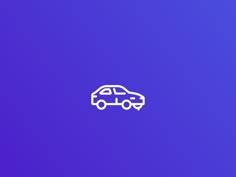 a white car on a purple background with the word's logo in the middle