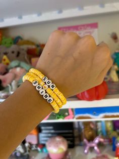 Clay bead "Sun Shine" bracelet set straight from the sunniest place on earth - Yuma, Arizona! Free shipping in US. Clay Bead Bracelet Ideas Summer Preppy, Sun Bracelet, Yuma Arizona, Pony Bead Bracelets, Yellow Bracelet, Sun Shine, Clay Bead, Preppy Summer, Bead Bracelets