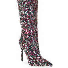 Azalea Wang Izzy Rhinestone Embellished Tall Knee High Stiletto Boot Nib Size: 8.5 Color: Green, Red, Pink, Yellow Our Izzy Multi Heeled Boots Feature A Knee High Length And A Stiletto Heel With A Pointed Toe Silhouette. There Are Square Cut Multicolored Rhinestones All Over The Heel That Adds So Much Shine To This Statement Boot. Perfect For A Night Out! Pointed Toe Stiletto Heel 13.5” Shaft Height 4.5” Heel Height Note: Box Has Some Damage. No Damage To The Boots. Knee High Stiletto Boots, Square Cut, Knee High, Heeled Boots, Stiletto Heels, Night Out, Heel Height, Boots, Heels