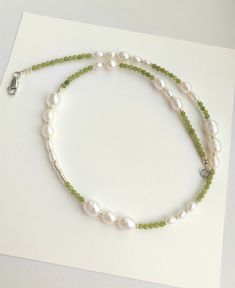 Gemstone Choker, Pearl Gemstone, Jade Green, Minimalist Jewelry, Light Green, Jade, Pearl Necklace, Personalized Gifts, Beaded Necklace