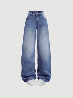 Pants For Girls Teens, Teens Outfits Girls Clothes, Big Jeans Outfit, Street Style Outfits Casual, Loose Pants Outfit, Wide Leg Denim Pants, Big Pants