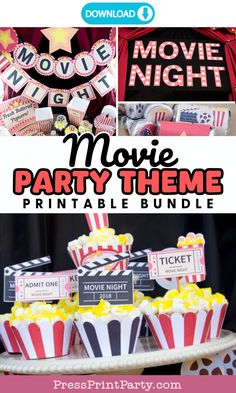 the movie party theme printable bundle