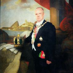 a painting of a man in uniform holding a crown