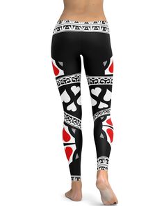 Keep calm as hold all the cards while you have the Gearbunch Queen of Hearts Leggings on. Wear this fun stylish garment in a vibrant black, white, red and yellow playing card design if you want to rule the fashion world and show off your fun and confident style. Prepare to be amazed by the incredible comfort you will experience when you wrap your legs up in these luxuriously soft bottoms. Pair these cool looking leggings with a black blouse and heel booties for a classy chic look that is great for going out to drinks and dinner with friends. Be Happy, Be Bright, Be You with Gearbunch Playing Card Design, Playing Cards Design, Confident Style, Dinner With Friends, Classy Chic, Fashion World, Red And Yellow, Playing Card, Queen Of Hearts