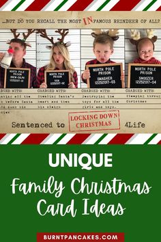 a family christmas card with the words unique family christmas card ideas on it and an image of