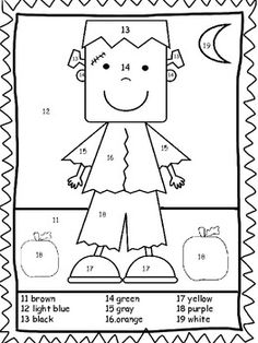 the color by number worksheet for children to learn how to draw and color