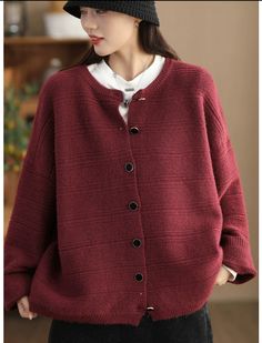 Details: Gender: Women Item Type: Cardigan Material: Cotton, Wool Pattern Type: Solid Season: Spring, Autumn, Winter Style: Leisure, Daily, Retro Occasion: Going Out, Daily Size: One Size Length: 58.00 cm/ 22.83 " Bust: 130.00 cm/ 51.18 " Shoulder: 67.00 cm/ 26.38 " Sleeve: 45.00 cm/ 17.72 " Winter Button-up Sweater, Winter Cardigan For Layering, Winter Cotton Button-up Cardigan, Vintage Cotton Winter Cardigan, Non-stretch Solid Color Winter Cardigan, Cheap Cotton Cardigan With 3/4 Sleeves, Long-sleeve Textured Cotton Cardigan, Softest Sweater, Cotton Style