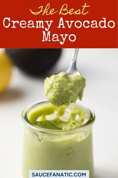 This creamy avocado mayo is simple to make, healthy and vegan. Use in place of regular mayonnaise for a delightful twist on the ordinary. Avocado Mayo, Parmesan Cream Sauce, Vegan Mayo, Homemade Condiments, Alfredo Recipe, Creamy Sauce, Vegan Paleo, Find Recipes