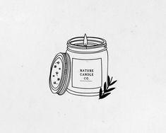 a drawing of a candle with the words nature candle co on it