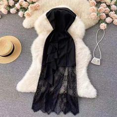 Strapless lace stitching dress, waist-in elegant black dressMaterial:blendedStyle:sexyColor:blackFeatures:slim,lace,elegantSize:(cm):S,M,L1inch=2.54cm,1cm=0.39inchS length 117 bust 82-84 waist 62-68&ltp&gtM length 118 bust 85-89 waist 69-73</p>&ltbr/>&ltp&gtL length 119 bust 90-94 waist 74-78</p>&ltbr/>&ltp&gtNote:Due to different measurement methods,there will be 1-3 error(unite:cm), please understand.</p>&ltbr/>&ltp&gtPleas Bodycon Dress Elegant, Black Evening Dress, Black Lace Midi Dress, Split Long Dress, Strapless Evening Dress, Elegant Black Dress, Stitching Dresses, Tube Top Dress, Black Party Dresses