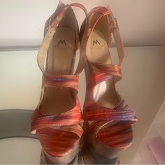 These Heels Are Completely New And Have Never Be Worn! They Give The Vibe Of A Sunset Which Is Perfect For A Night Out In The Town. They Are A Size 8. Fun, Sassy, Yet Elegant. New Without Box. In The Town, The Vibe, Shoe Dazzle, Wedge Heels, Blue Orange, Shoes Women Heels, Night Out, Shoes Heels, Wedges