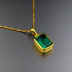 Rectangle 14K Gold Emerald Necklace - 925 Sterling Silver Emerald pendant - Emerald Handmade Necklace For Women - Gift For Her - Necklace  ✈ Free Shipping (USPS) ✈ Free Shipping United Kingdom 🎁 Free Gift Box ↻ 3 Days Return ⌛ 3-Day Handling Time ❥ Metal: Solid sterling silver ❥ US Ring Size: Choose Size ❥ Mainly Design For Women Solid 925 Sterling Silver ❥ Women Party Wear Ring ❥ Anniversary Day Ring ❥ Hangout Ring ❥ Office Meeting Ring ❥ Travel Ring ❥ Gift Ring For Wife 💖 General Care Instructions ❥Remove jewellery when showering or bathing. This is particularly important when on the beach, in the sea and in chlorinated water ❥Avoid wearing jewellery when doing physical work such as housekeeping, gardening or exercise ❥Never expose jewellery to household cleaning products, especially b Gold Necklaces With Rectangular Stone For Formal Occasions, Gold Emerald Necklace As Gift, Rectangular Emerald Necklace Fine Jewelry Gift, Gold Emerald Necklace In 14k As A Gift, Sterling Silver Rectangular Necklace In Yellow Gold, Formal Gold Sterling Silver Emerald Necklace, Gold Emerald Cut Necklace For Gift, Gold Rectangular Emerald Necklace For Formal Occasions, Gold Emerald Rectangular Necklace For Formal Occasions