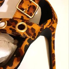 These Are Sooo Sassy! You Know They Are Fab, Leopard Print And One Of My Favorites... I Wish They Fit Me. Strappy And Very Sexy! The Grommets Make Them Sooo Stylish... 4 1/2 Inch Heel Nwb Brand New / Never Worn. Smoke And Pet Free! Chic Leopard Print Heels For Night Out, Leopard Print High Heels For Night Out, Trendy Leopard Print High Heels, Brown Leather Heels With Snake Print, Fitted Leopard Print High Heels, Brown Leather Snake Print Heels, Chic Leopard Print Heels With 4-inch Heel, 4-inch Heel Leopard Print Leather Heels, 2 Inch Heels