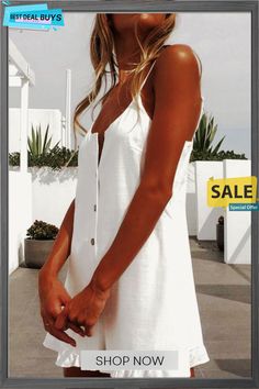 Solid Halter Fungus Edge Button Romper Summer V-neck Jumpsuits And Rompers With Buttons, Summer Button-up Jumpsuit For Day Out, Button-up Jumpsuits And Rompers For Beach, Chic Vacation Jumpsuits And Rompers With Button Closure, Chic Jumpsuits And Rompers For Vacation With Button Closure, Chic Vacation Jumpsuits And Rompers With Buttons, Summer Button-up Jumpsuits And Rompers For Vacation, Summer Vacation Button-up Jumpsuits And Rompers, Sleeveless Jumpsuits And Rompers With Button Closure For Beach