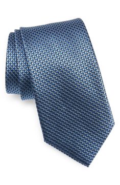 Small, neat textures bring understated detailing to a tie crafted from silk jacquard with the versatility to make it comfortable in any setting. 3 1/4" width; 58" length 100% silk Dry clean Imported Modern Blue Ties For Formal Occasions, Blue Silk Suit And Tie Accessories For Work, Blue Silk Suit And Tie Accessories For Office, Modern Blue Suit And Tie Accessories For Formal, Modern Blue Suit And Tie Accessories For Formal Occasions, Blue Silk Tie For Workwear, Blue Silk Ties For Work, Blue Silk Ties For Business, Blue Silk Ties For Semi-formal Occasions