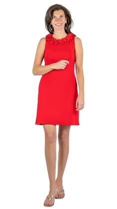 Cricket Sleeveless Dress- Solid Red Formal Sleeveless Dress With Flattering Silhouette, Sleeveless Midi Dress With Pleated Back And Fitted Bodice, Sleeveless Formal Dress With Flattering Silhouette, Flattering Sleeveless Solid Mini Dress, Flattering Sleeveless Mini Dress, Sleeveless Dress With Fitted Bodice And Flattering Silhouette, Classic Sleeveless Stretch Dress, Sleeveless Mini Dress With Flattering Silhouette For Formal Events, Red Formal Dress With Pleated Back